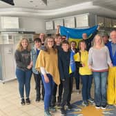 Fourteen Bloxham residents walk to Banbury and back again dressed in blue and yellow raising money for Ukrainian refugees (submitted photo)