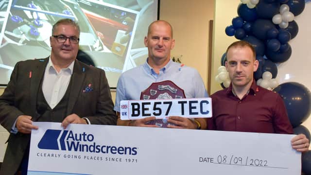 James MacBeth, Jim Allen and Sean Draycott at Auto Windscreen's best technician competition.