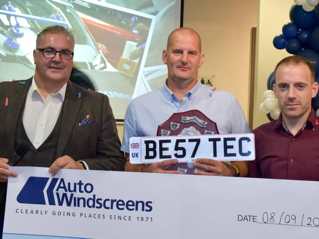 James MacBeth, Jim Allen and Sean Draycott at Auto Windscreen's best technician competition.