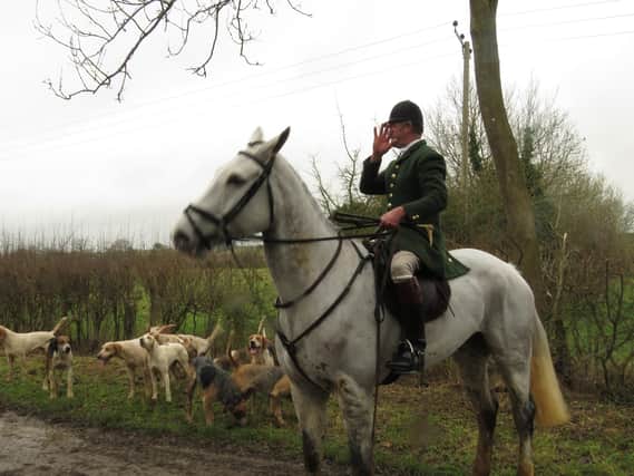The Heythrop Hunt huntsman out in Barford St Michael last Thursday when hounds ran amok in gardens after chasing a fox