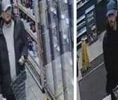 The images of two men wanted for questioning about the theft of goods from a Middleton Cheney shop