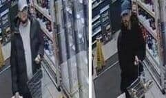 The images of two men wanted for questioning about the theft of goods from a Middleton Cheney shop