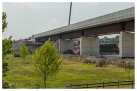 The completed Westbury viaduct on the HS2 route near Brackley.