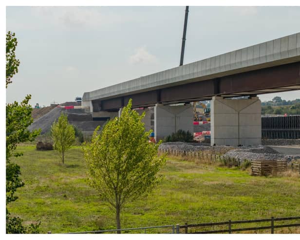 The completed Westbury viaduct on the HS2 route near Brackley.