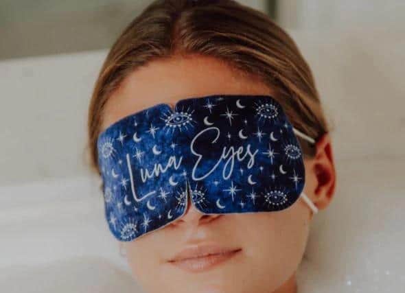 One of Clare's best selling products, the the lavender-smelling Luna Eyes self-heating face mask.