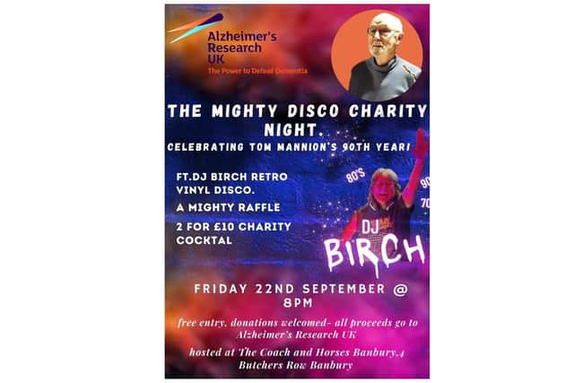 Banbury fundraiser Michele Mannion is holding a charity disco as part of a year of celebrating her father's 90th birthday and fundraising for Alzheimer's Research UK.