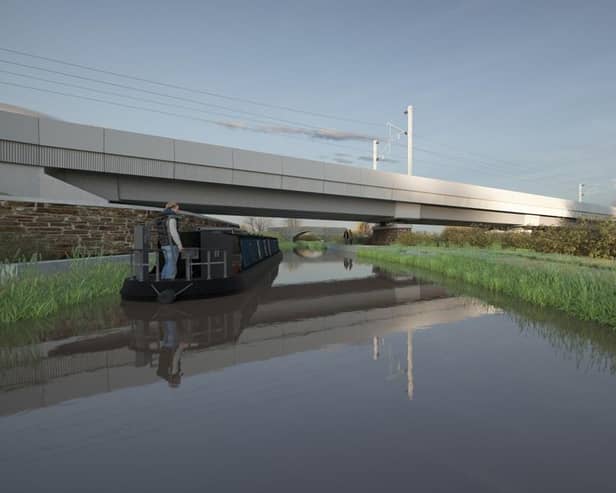The final design image of the HS2 bridge near Banbury.