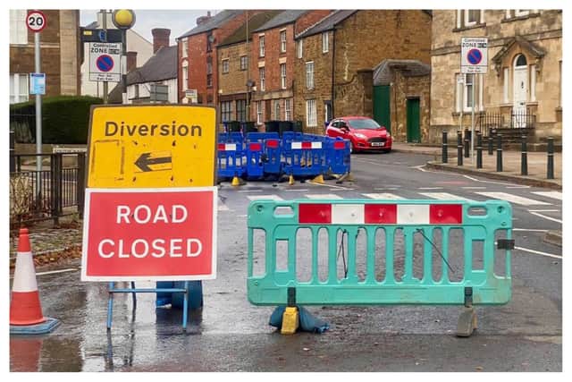 West Bar Street in Banbury has been closed while Thames Water carry out repairs to a water leak. (Banburyshire Info)