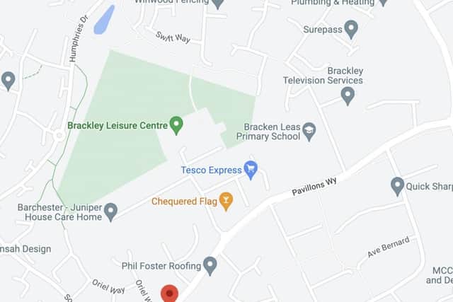 The green area directly opposite Barchester Homes Juniper House is where the town council wants to site a skateboard park map