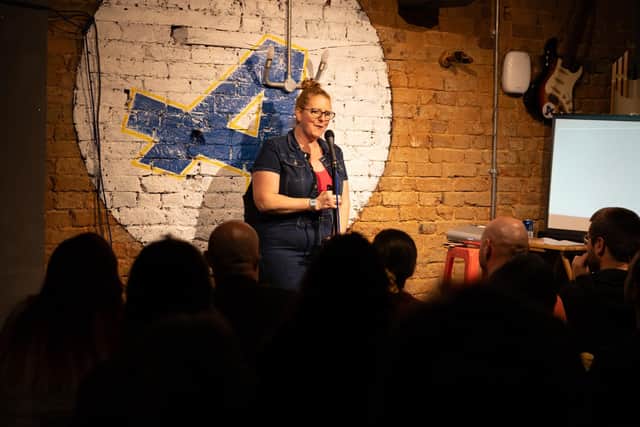 Award-winning comedian Robyn Perkins performing at The Apothecary Tap last year.