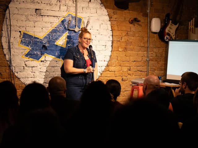 Award-winning comedian Robyn Perkins performing at The Apothecary Tap last year.