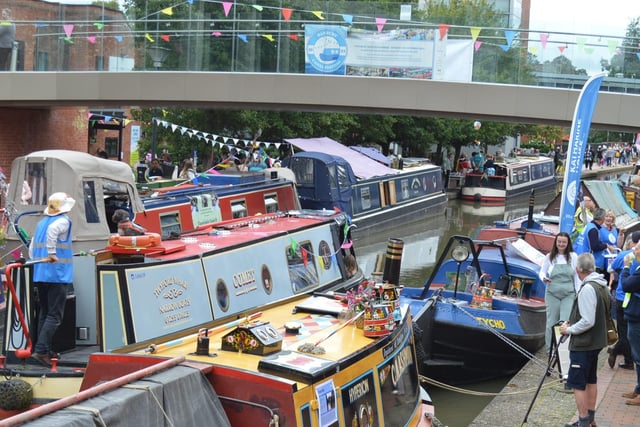 Banbury's waterfront area was alive with people, pets and colourful canal boats.