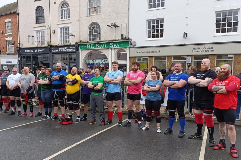 Some of the 22 athletes from around the county that competed at Oxforshire's Strongest Man and Woman.
