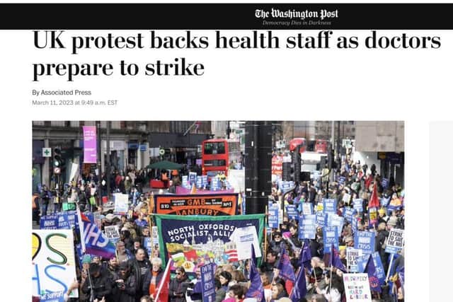 The Washington Post which put the SOS NHS demo on its front page - with Banbury banners at the centre of the image
