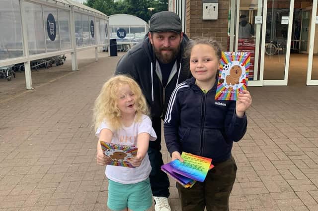 Joseph Whitfield's new book is called 'Seamus the chow chow, Needs a job' - and his own children, Taylor aged four and Ella aged eight, have been helping him with the publicity.