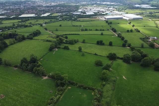 The view looking down towards Junction 11 of the M40, over Huscote Farm and Nethercote where the industrial estates would be built