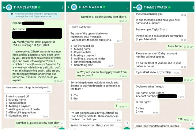 The first three WhatsApp messages - Mrs Turner did not know she was talking to AI chatbots