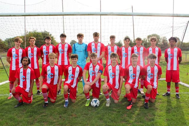 Easington Sports U18's squad donning the new front-of-shirt sponsor, Chipex.