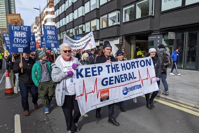 At the start of the march - Keep the Horton General joined the demands for NHS services to be rescued