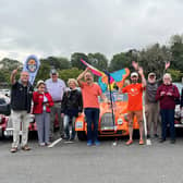 The butterfly arrived in Banbury in a convoy of six Oxford Morgan Cars.