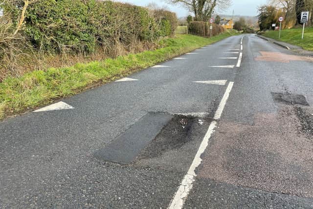 The pothole in a 60mph zone which. has damaged numerous cars