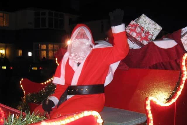 Santa Claus in a previous year touring the streets of Shipston.