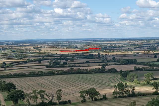 A photograph of the view across the Vale of Red Horse, showing the site where Acorn Bioenergy wants to build a huge anaerobic digester