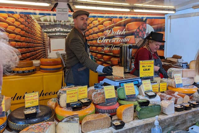 Cheese lovers had many different types to taste and purchase at the market.