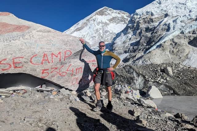 Phil reaches Everest Base Camp - in his shorts!