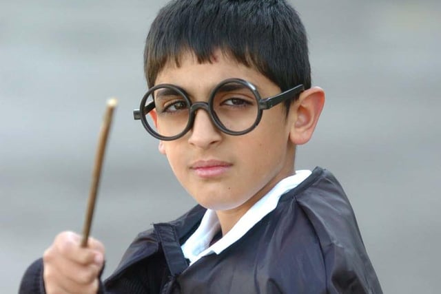 Mohsin Ahmed dressed up as Harry Potter at Carterknowle Junior School, Sheffield in October 2010. This surely must be one of the favourite characters for World Book Day, whose website has templates to make glasses and a tie out of card. That Halloween costume cloak and wand will also come in handy - and don't forget to draw the lighting mark on Harry's forehead in eye pencil.