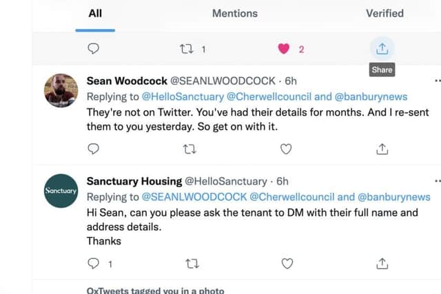 Cllr Woodcock's stern discussion with Sanctuary Housing on Twitter