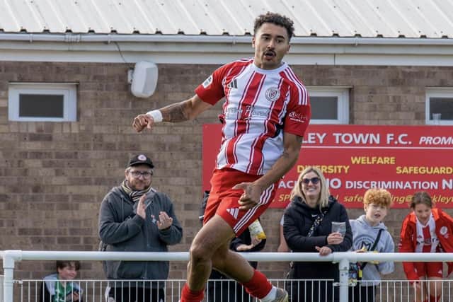DJ Sturridge scored twice as Brackley Town fought back to draw 2-2 at Spalding United (Picture: Pete Keen)