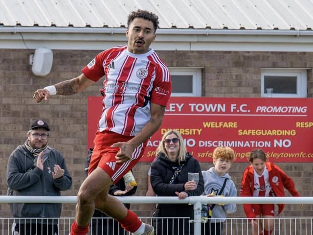DJ Sturridge scored twice as Brackley Town fought back to draw 2-2 at Spalding United (Picture: Pete Keen)
