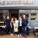 Members of the Banbury BID team and the Banbury Chamber of Commerce outside The Rustic Bean cafe.
