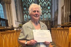 Betty Harrison who has received the Fellowship of St Birinus to mark her community fundraising at St Mary's Church, Banbury