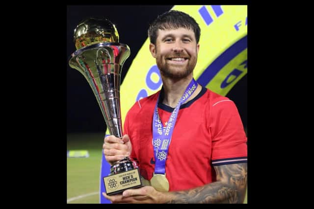 Banbury footballer Harry Baker has helped England make history by winning the Cerebral Palsy World Cup for the first time.