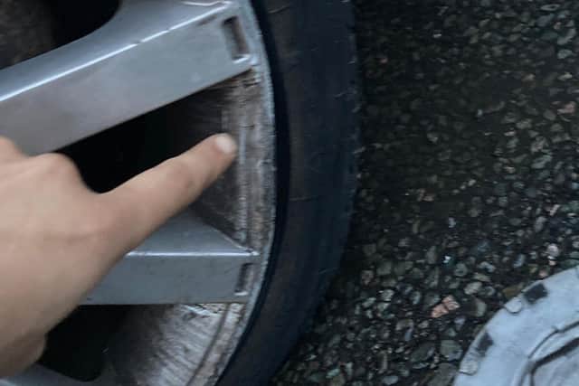 Damage to one motorist's alloy wheel caused by the Clifton pothole