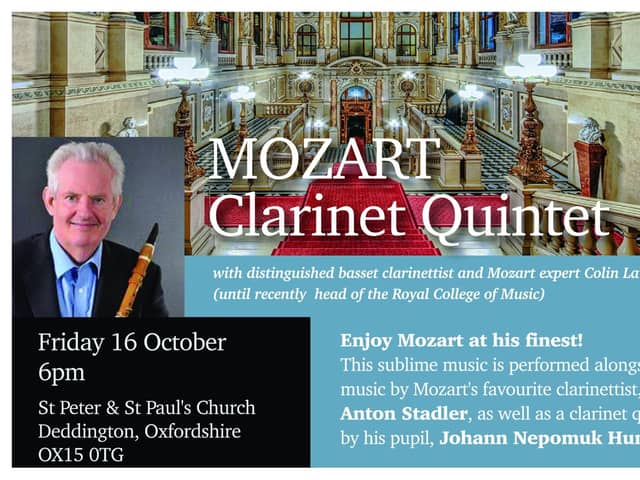 Internationally acclaimed clarinettist Professor Colin Lawson will perform at Deddington’s St Peter and St Paul’s Church in Deddington this Friday.