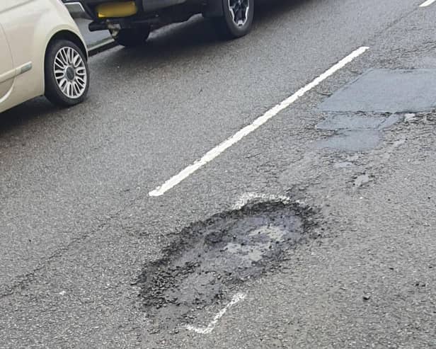 One of the Banbury Road, Brackley potholes which WNC had scheduled for repair by August 12