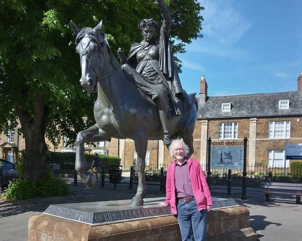 Steve Kilsby is pictured by a famous Banbury landmark, the Fine Lady on her White Horse