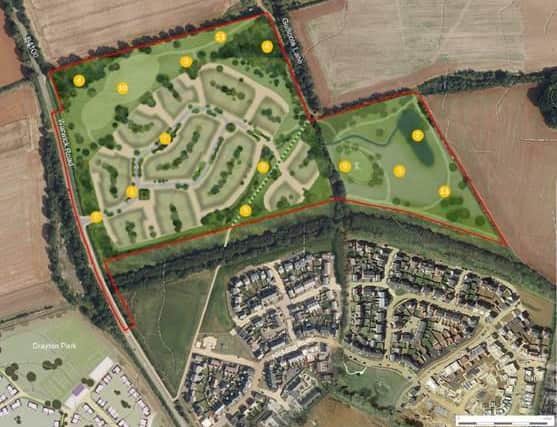 The proposed site for the new houses, located to the north of the Hanwell Fields estate.