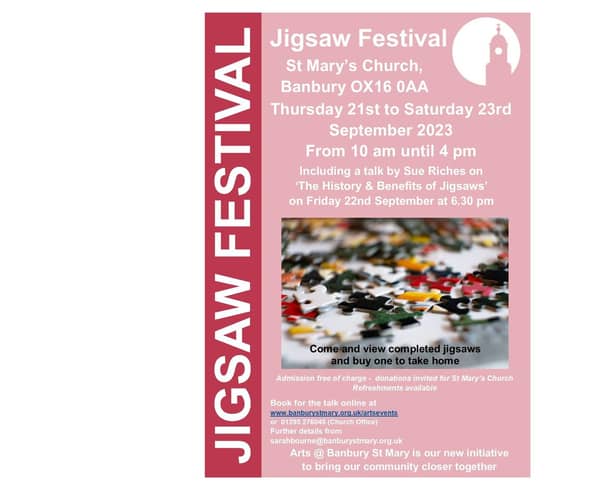 The Jigsaw Festival will run across three days from Thursday September 21 to Saturday 23 (10am-4 pm) at St Mary's Church