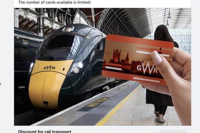 A Facebook ad offering £3 free rail transport from GWR is a scam