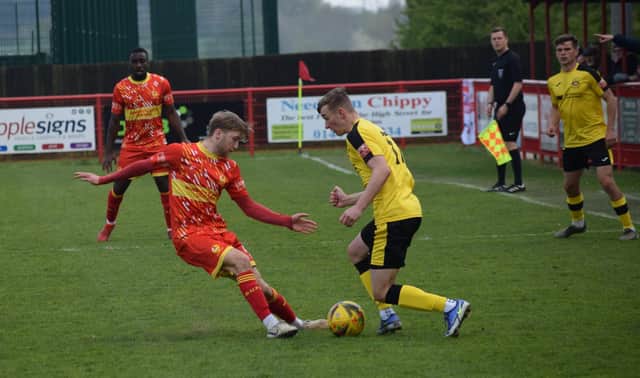 Morgan Roberts scored twice in Banbury United's 4-1 win in their final league game of the season at Needham Market  Picture by Julie Hawkins