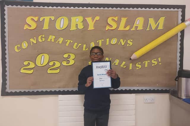 Year 6 pupil at Hanwell Fields Community School, Jethro, won the top prize for his story about the miracle of blood.