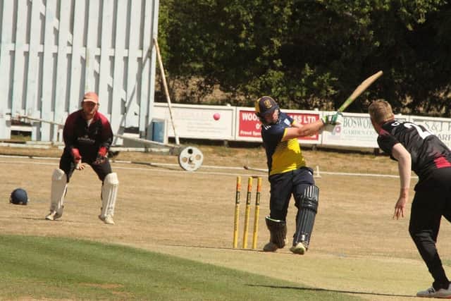 Banbury's Kieran Coyne bowls a Finedon Dolben batsman during their clash in the T20 Area finals