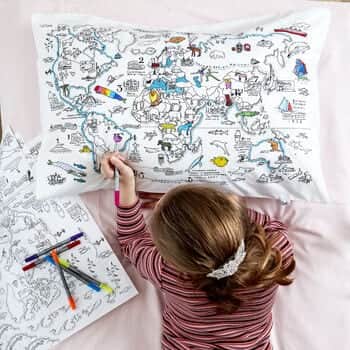 World Map Pillowcase Kit + 10 Pens