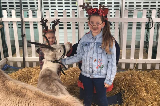 Eight-year-old Esme and four-year-old Ivy met the reindeer at Castle Quay Shopping Centre. NNL-170512-143949001