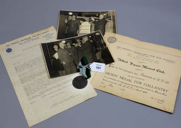 Holloway's of Banbury are selling a Dickin Medal and associated paperwork with photos, won by carrier pigeon, Princess, in WWII. NNL-171128-161930009