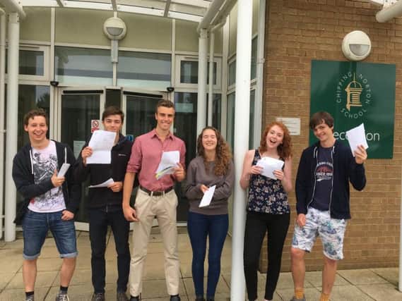 Chipping Norton School's sixth form was rated as 'outstanding' by Ofsted. Many students were delighted on A-level results day. Photo courtesy of the school